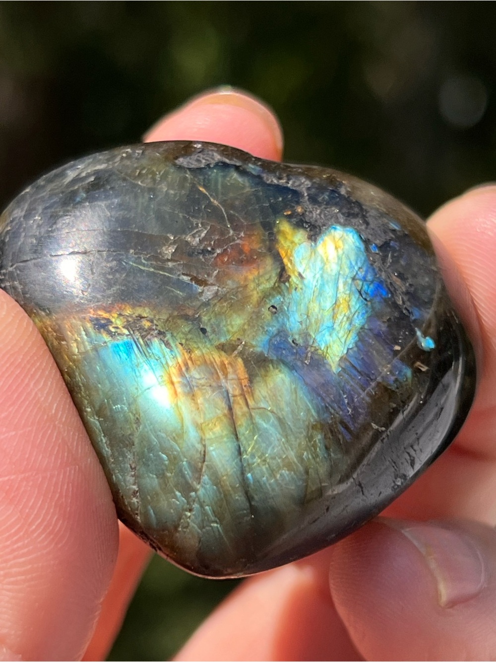 Labradorite (3) heart with stand | crystal